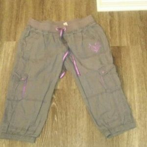 Gray and purple Justice brand shorts